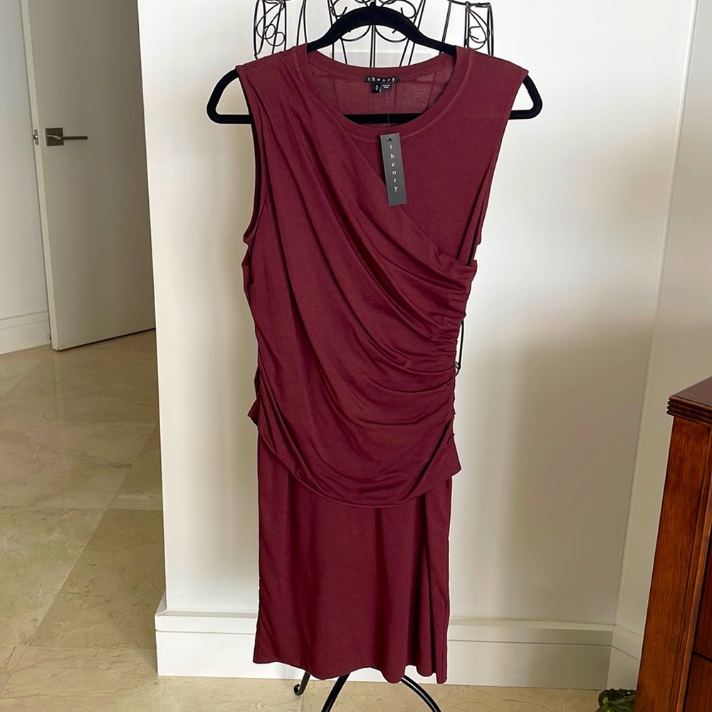NWT THEORY RUCHED SLEEVELESS T SHIRT DRESS